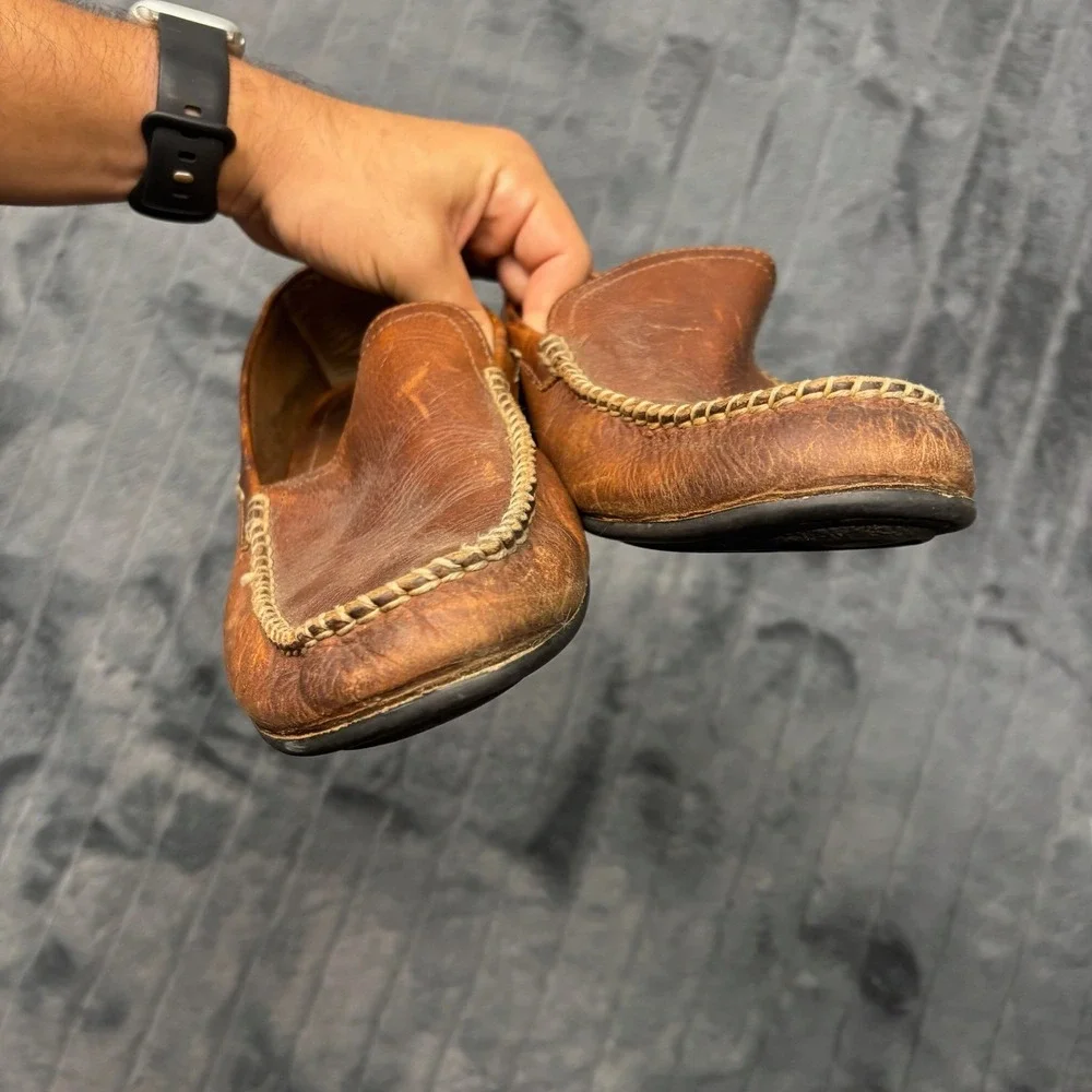 Frye Lewis Venetian Cognac Brown Leather Driving Loafers Mens 11.5 3480259-COG